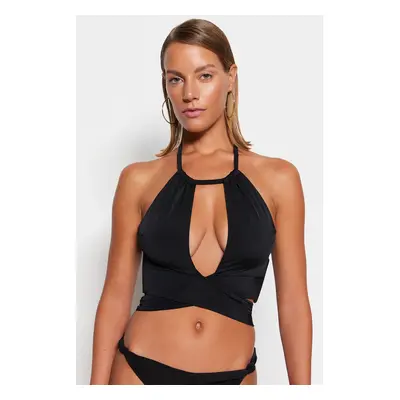 Trendyol Black Halter Neck kivágott / ablakos bikini felső