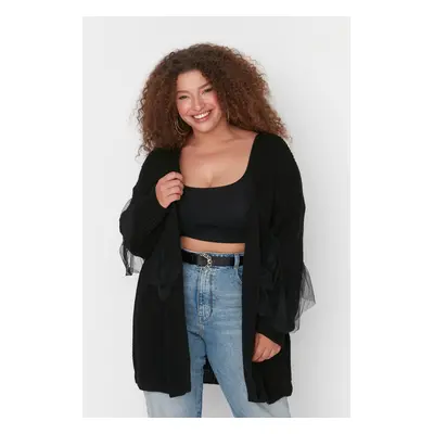 Trendyol Curve Black Tulle részletes kötöttáru Cardigan