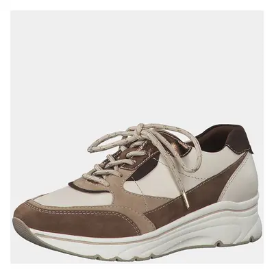 Tamaris brown/beige sneakers with leather details - Women's