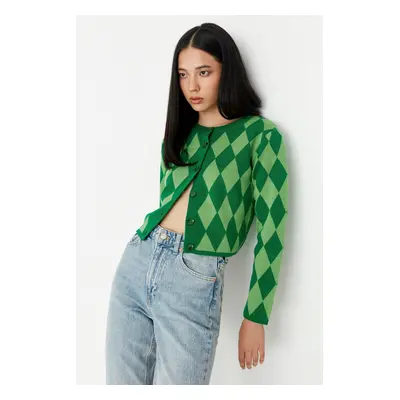 Trendyol Green Crop kötöttáru Cardigan