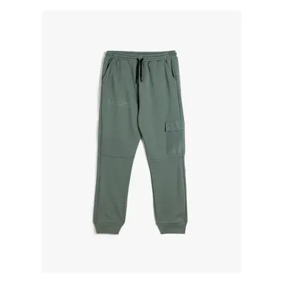 Koton Jogger Sweatpants Cargo Pocket Detail Printed Cotton