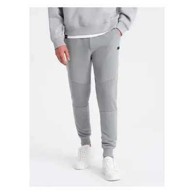 Ombre Men's sweatpants with ottoman fabric inserts - gray