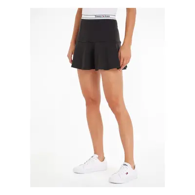 Black Ladies Skirt Tommy Jeans Logo Taping Skir - Women