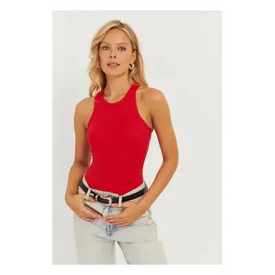 Cool & Sexy Women's Red Barter Neck Blouse