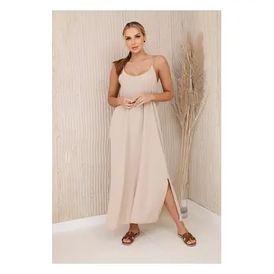 Women's dress with straps - dark beige