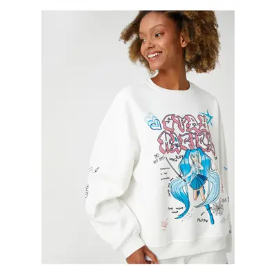 Koton Anime Sweatshirt Crew Neck Long Sleeve Comfortable Cut