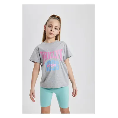 DEFACTO Girls Crew Neck Printed Short Sleeve T-Shirt