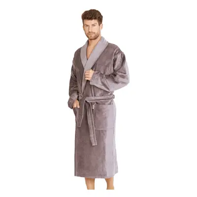 Bathrobe De Lafense M-2XL men's gray-striped