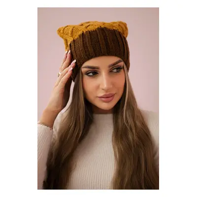 marka niezdefiniowana Cap with fleece Milano K203 mustard melange+brown