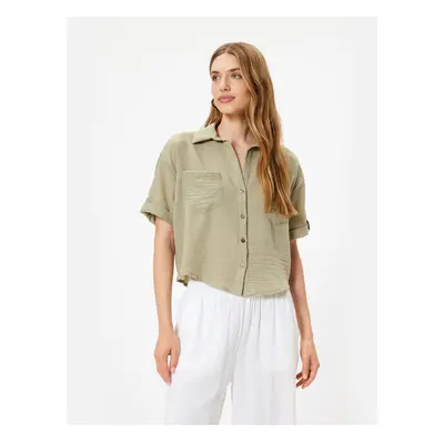 Koton Pocket Shirt Short Sleeve Low Shoulder Classic Collar