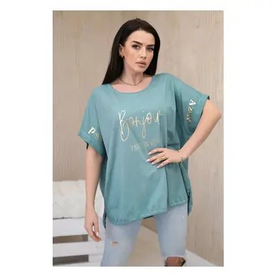 Plus Size Steamed Cotton Blouse Dark Mint