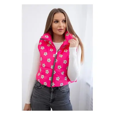 Vest with small fuchsia flowers