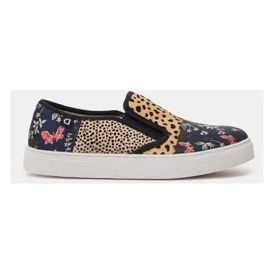 Orange Blue Women Patterned Leather Slip-on Desigual Animal Patch - Women