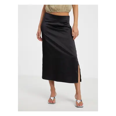 Black Ladies Satin Maxi Skirt ONLY Mayra - Women