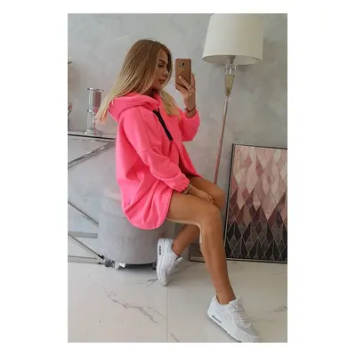 Short-zip sweatshirt in pink neon