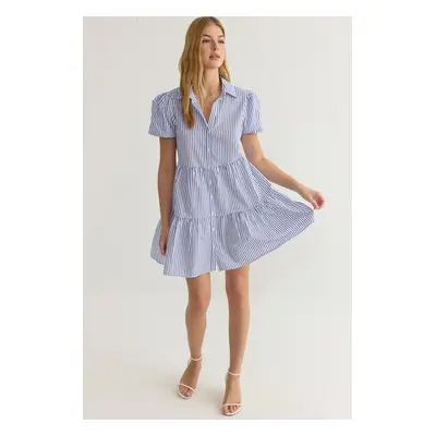 Trendyol Ecru Striped Mini Woven Dress