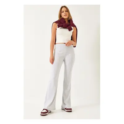 Bianco Lucci Women's Wide Belt Spanish Leg High Waist Pants