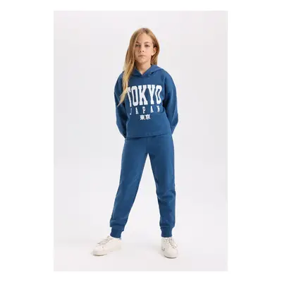 DEFACTO Girl Printed Crew Neck Thick Sweatshirt Elastic Waist Jogger Tracksuit Bottoms 2-Piece S