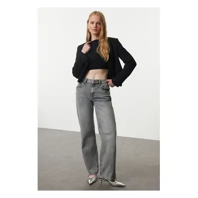 Trendyol Gray More Sustainable Normal Waist Straight Jeans