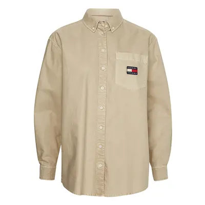 Tommy Jeans Shirt - TJW BADGE BOYFRIEND SHIRT beige