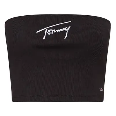 Tommy Jeans Top - TJW CROP SIGNATURE TUBE TOP black