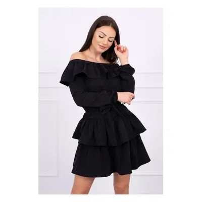 Kesi Off-the-shoulder dress with tie at the waist black