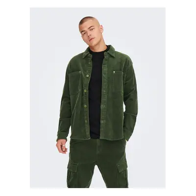 Dark Green Men's Corduroy Outshirt ONLY & SONS Track - Men