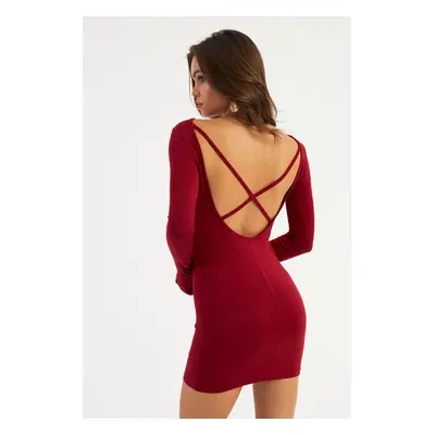 Cool & Sexy Women's Burgundy Backless Mini Dress HOR36