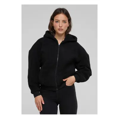 Women's Oversized Sweatshirt Sherpa Zip Hoody Black