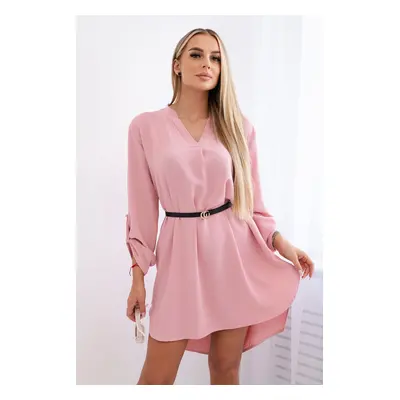 Kesi Włoski Dress with longer back and belt powder pink