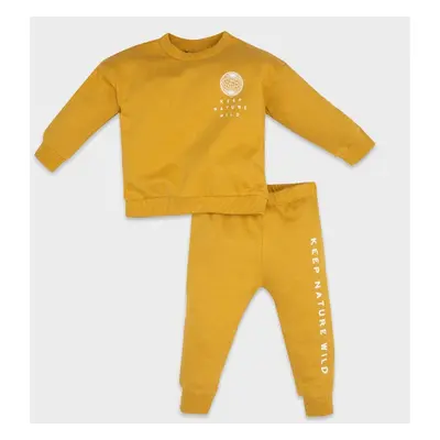 DEFACTO Baby Boy 2-Piece Set Printed Bike Neck Sweatshirt Top Elastic Waist Sweatpants