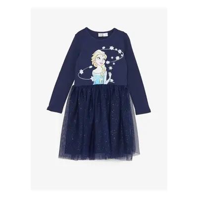 LC Waikiki Crew Neck Elsa Printed Long Sleeve Girls' Dress