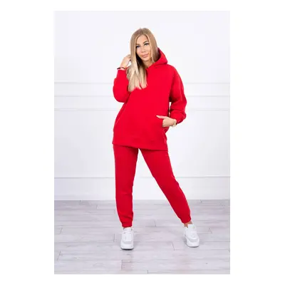 Insulated set with sweatshirt in red