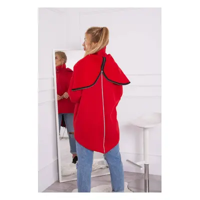 Insulated sweatshirt with a zipper at the back red