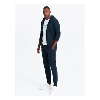 Ombre Men's BASIC cotton sweatshirt set unbuttoned sweatshirt + joggers