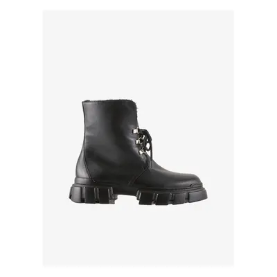 Black Women's Leather Ankle Boots Högl Winter hike - Women