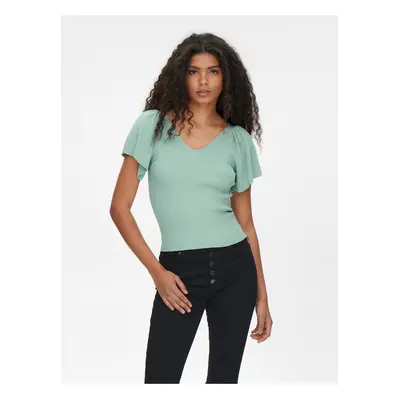 Light green women's ribbed T-shirt ONLY Leelo - Women's