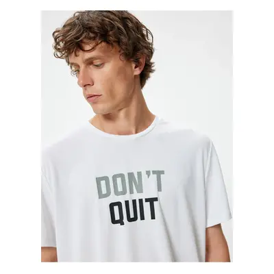 Koton Basic Crew Neck Short Sleeve Slogan Printed Sports T-Shirt