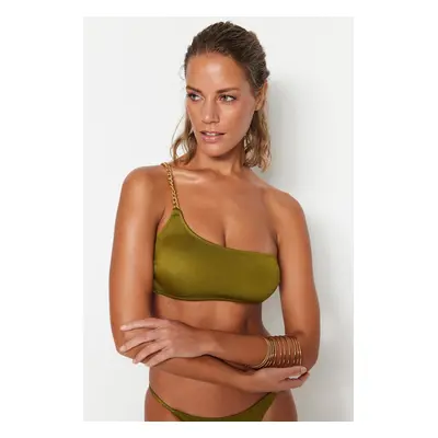 Trendyol Green One Shoulder Chain Accessory Bikini Top