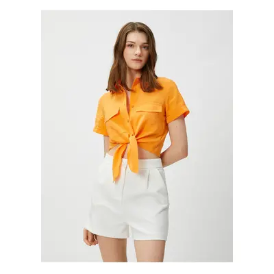 Koton Shirt Collar Plain Orange Women's Shirt 3sak60001ew