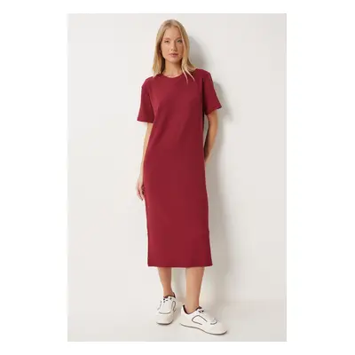 Happiness İstanbul Women's Burgundy Loose Long Casual Knitted Dress