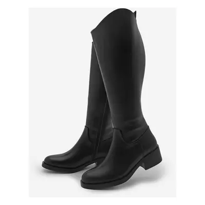 Marjin Women's Knee High Zippered Daily Boots Maypos Black