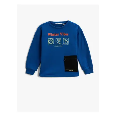 Koton Pocket Detailed Printed Sweatshirt