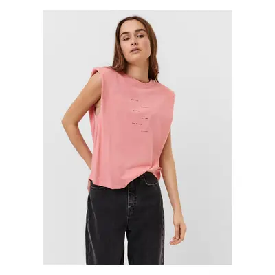 Pink T-shirt with inscription VERO MODA Hollie - Women