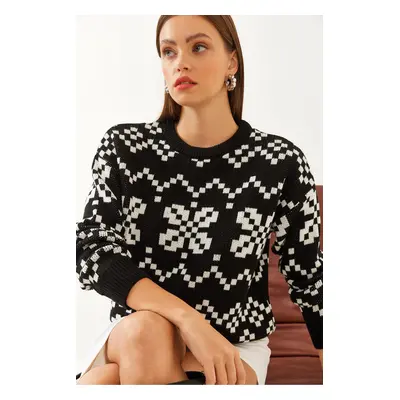 Bianco Lucci Women's Patterned Knitwear Sweater