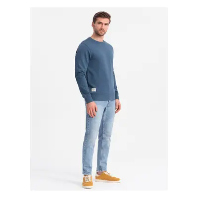 Ombre Men's BASIC sweatshirt with round neckline - navy blue