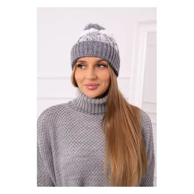 Kesi Cap with a pompom Abigail K326 grey+white