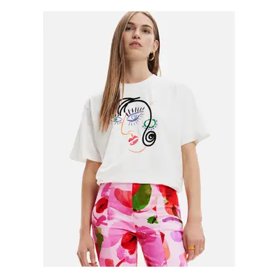 White Desigual Face T-Shirt - Women