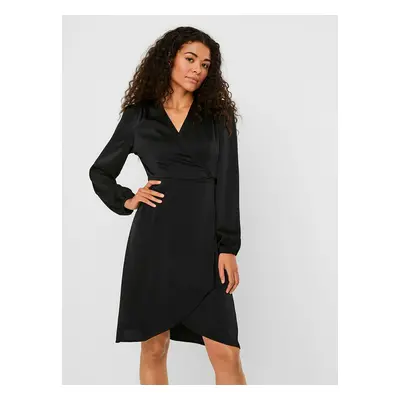 Black satin wrap dress VERO MODA Erin - Women's