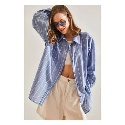 Bianco Lucci Women's Striped Oversize Shirt